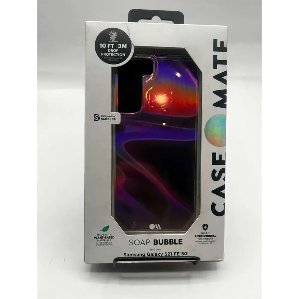 Case-Mate Soap Bubble Case for Samsung Galaxy S21 FE 5G Iridescent Clear Cover